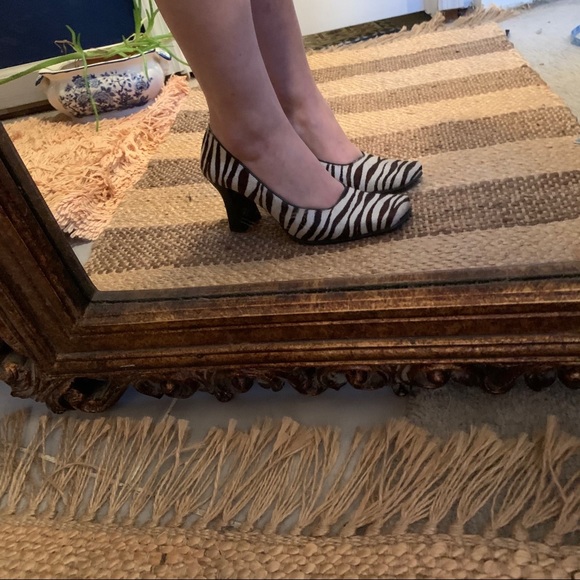 Nine West Zebra Pumps Square Toe block heel 90s - Picture 8 of 16